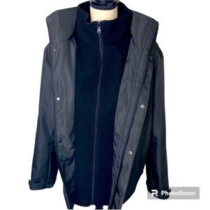 Calvin Klein Coat Women’s Size S Heavy Winter Navy Blue Jacket Hood Fleece Lined